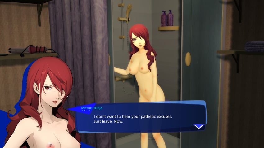 1girl 1girls 3d 3d_(artwork) annoyed annoyed_expression boobs breasts dorm dorm_room dormitory embarrassed embarrassed_expression embarrassed_female embarrassed_nude_female enf long_hair looking_at_viewer mitsuru_kirijo naked naked_female nude nude_female persona persona_3 persona_3_reload red_hair red_head redhead sfm shower shower_curtain socartos source_filmmaker talking_to_viewer tits