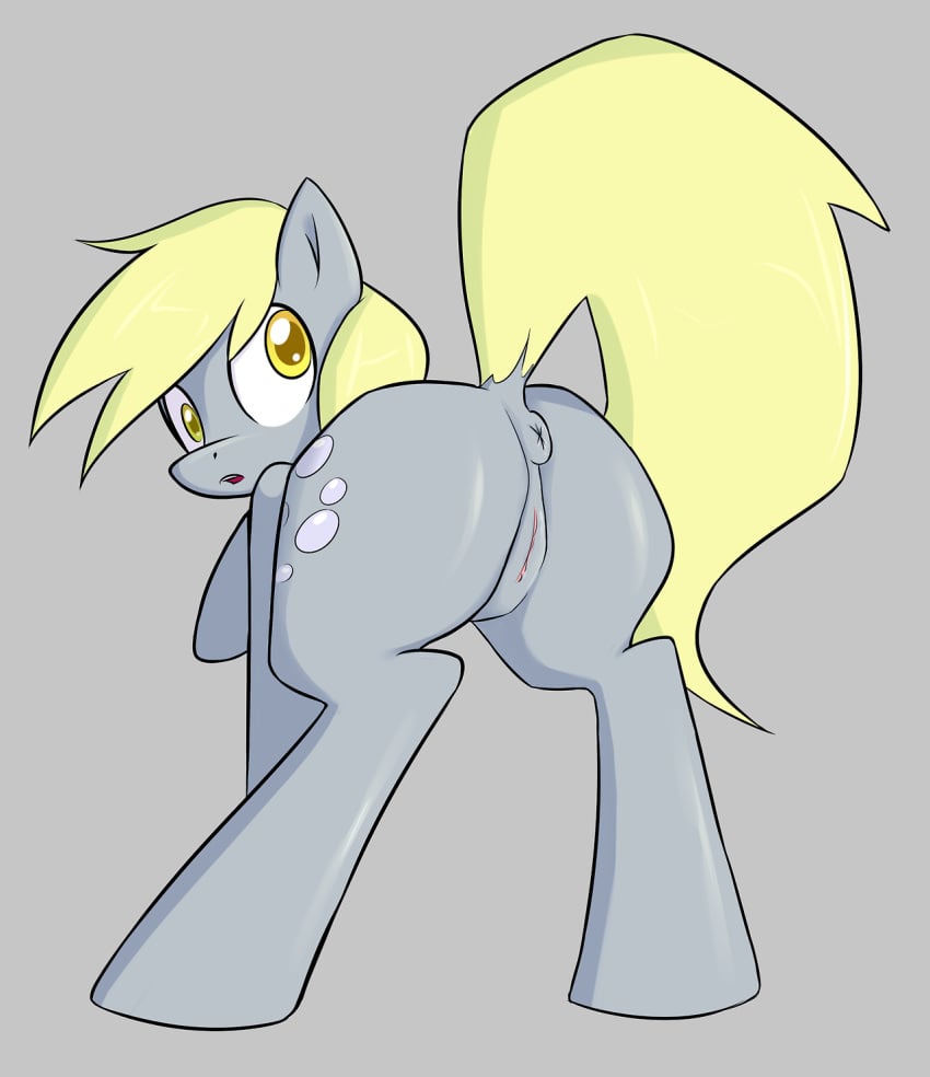 2013 anus ass blonde_hair cutie_mark derpy_hooves equine female friendship_is_magic hair horse looking_at_viewer looking_back miketheuser my_little_pony open_mouth pegasus pony presenting pussy solo wings yellow_eyes