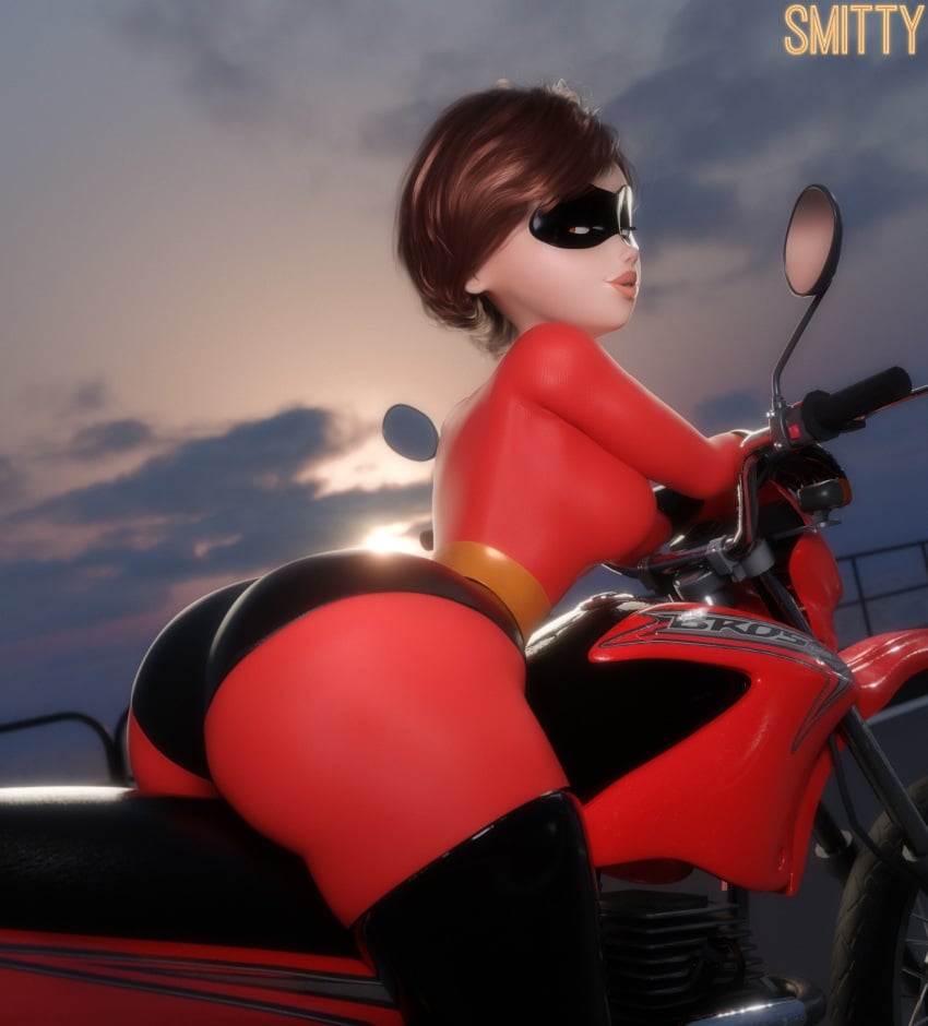 1girl 1girls 3d 3d_(artwork) ass ass_focus ass_too_big barely_contained barely_contained_ass barely_fits big_ass bodysuit breasts brown_eyes brown_hair bubble_ass bubble_butt clothing dat_ass disney domino_mask eyewear female female_only hair half-closed_eyes helen_parr huge_ass lips looking_back mature mature_female mature_woman milf mother motor_vehicle motorcycle pixar pixar_mom red_bodysuit short_hair smitty34 solo solo_female superhero_costume superheroine supersuit the_incredibles the_incredibles_2 thighs tight_fit tight_suit tight_supersuit too_tight undersized_clothes undersized_clothing vehicle