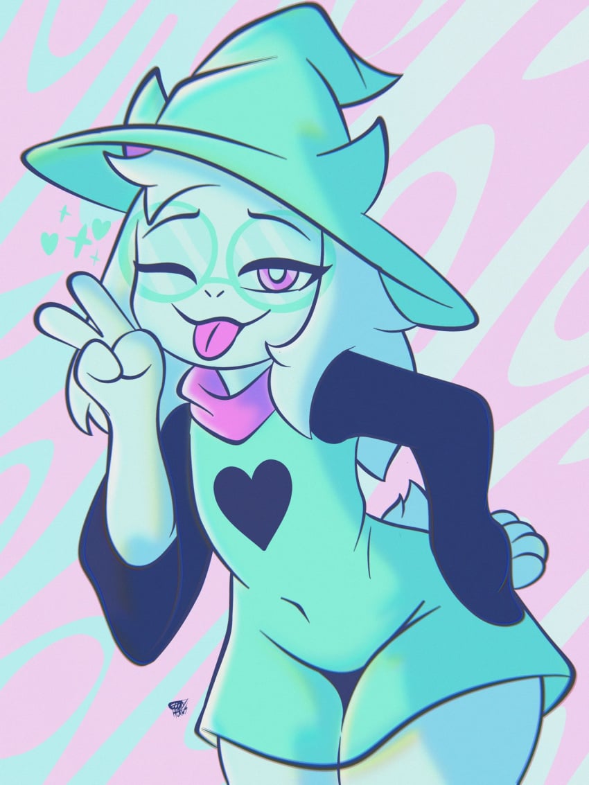 1boy anthro big_thighs clothed deltarune furry glasses goat goofy_horns green_dress male male_focus male_only not_porn ralsei ralsei_with_white_fur solo solo_male twitter_link undertale_(series) white_body white_fur wide_hips