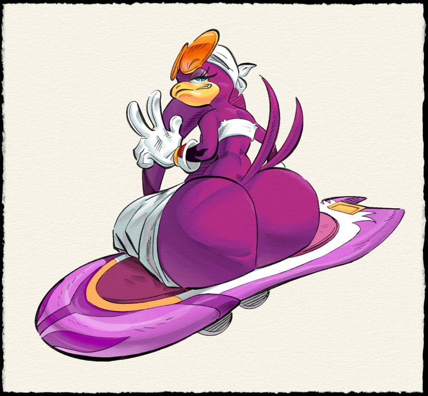 anthro ass avian bandana bird blue_eyes female huge_ass nondelismell peace_sign sega solo sonic_(series) sonic_the_hedgehog_(series) video_games wave_the_swallow wide_hips