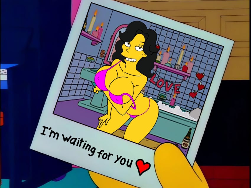 1girl bathroom bitting_lip breasts excited excited_face excited_female excited_for_sex harassment homer_simpson julia_(the_simpsons) letter nude nude_female obsessed obsession semi_nude the_simpsons waiting_for_sex