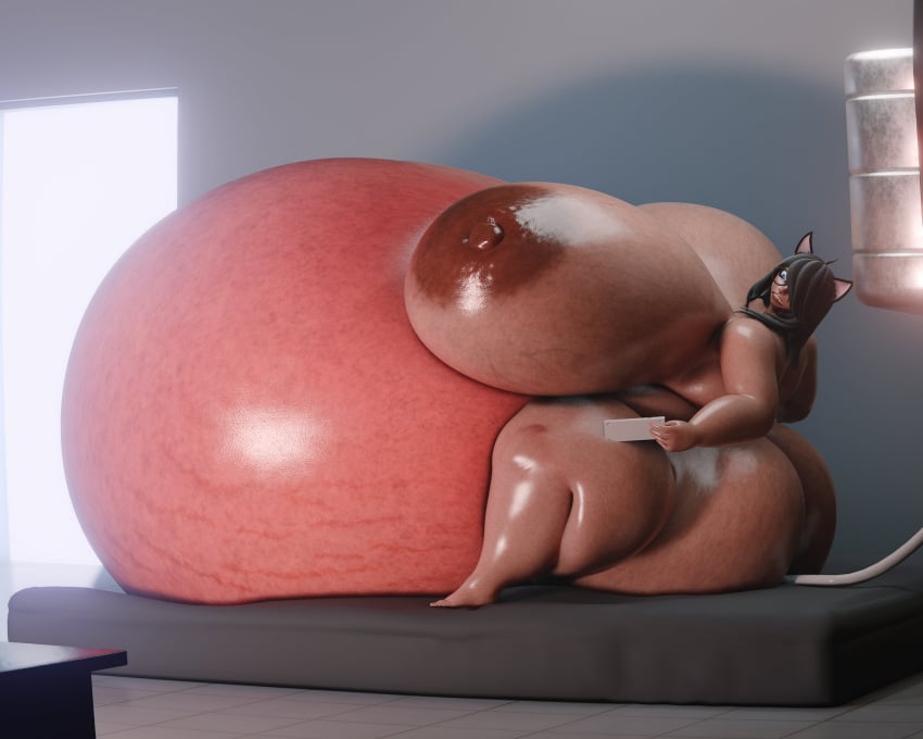 3d about_to_burst bbw belly_inflation bonkshonk cat_ears cathrine_(bonkshonk) cghonk fat female female_focus hose_in_butt huge_ass huge_belly huge_breasts huge_nipples hyper_belly liquid_inflation nervous overweight ready_to_pop solo ssbbw streaming stressed_belly stretch_marks wide_hips