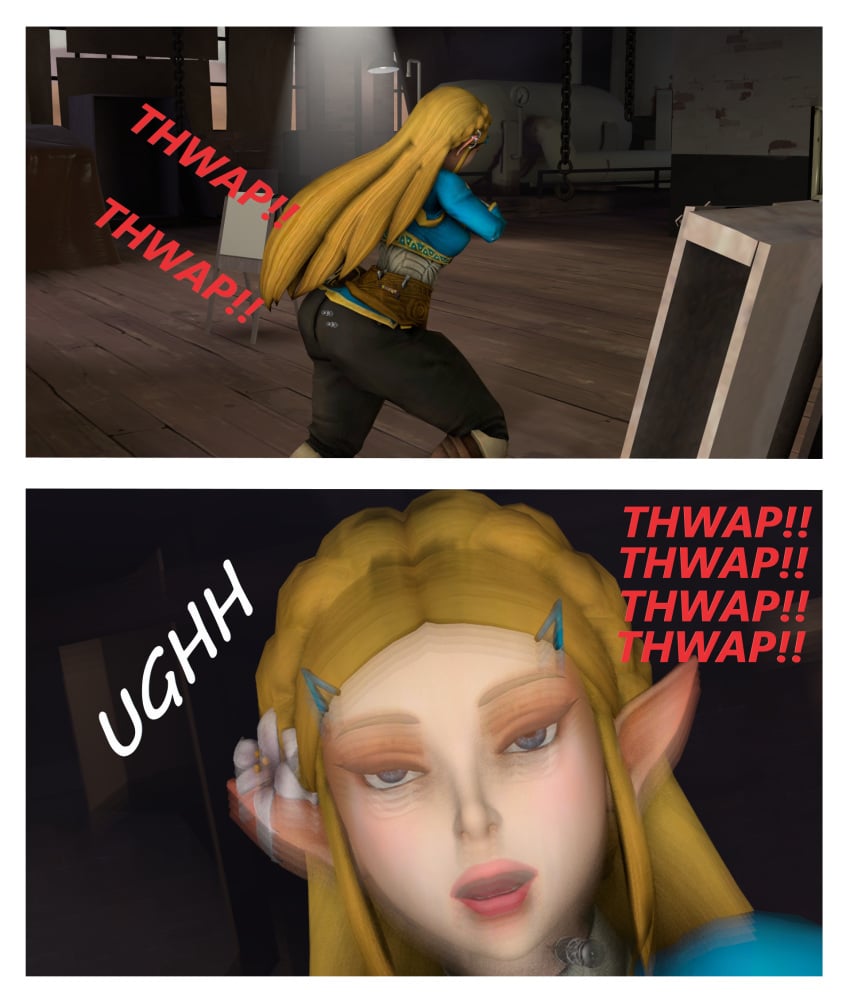 breath_of_the_wild comic_page confused dazed dutch_angle eyes_rolling_back female princess_zelda quiet_(metal_gear) source_filmmaker the_legend_of_zelda tranquilizer tranquilizer_dart zelda_(breath_of_the_wild)