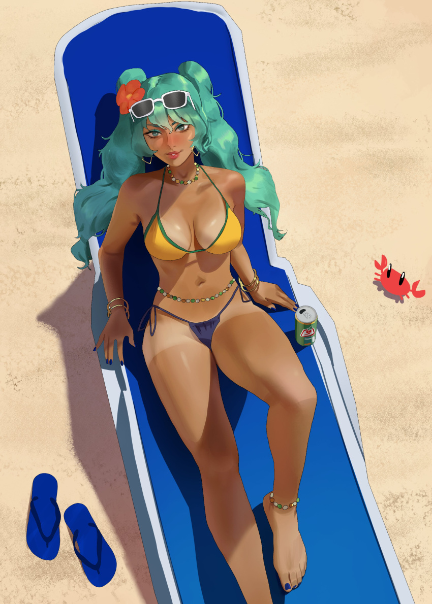 1girls ass big_ass big_breasts big_thighs bikini brazil brazilian brazilian_female brazilian_miku breasts cyan_eyes cyan_hair female female_only hatsune_miku huge_ass latin_american_hatsune_miku_(meme) leoquezadilla long_hair looking_at_viewer solo swimsuit tagme tan tan_body thick_hips thick_thighs thighs twintails vocaloid