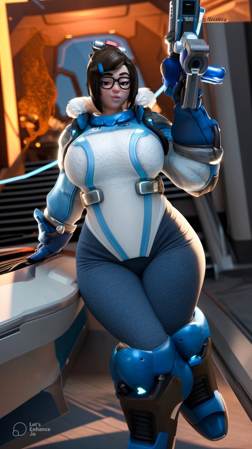 ai_assisted ai_clothes ai_edit ai_generated ass big_ass big_breasts clothing edit edited mei_(overwatch) overwatch smitty34 thick_thighs thighs third-party_edit tight_clothing