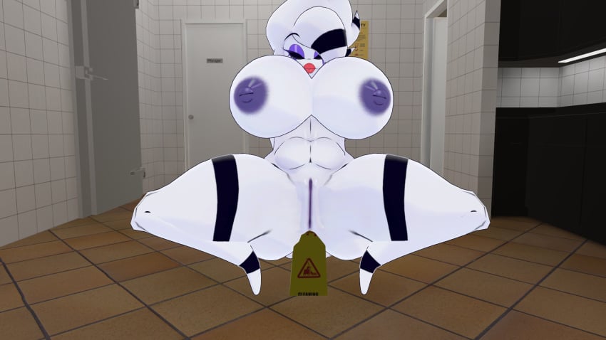 3d 3d_(artwork) big_ass big_breasts breasts_bigger_than_head cryptiacurves fazclaire's_nightclub female five_nights_at_freddy's fnaf huge_breasts marie_(cally3d) marionette_(fnaf) mcdonald's riding squatting thick_thighs vrchat vrchat_avatar wet