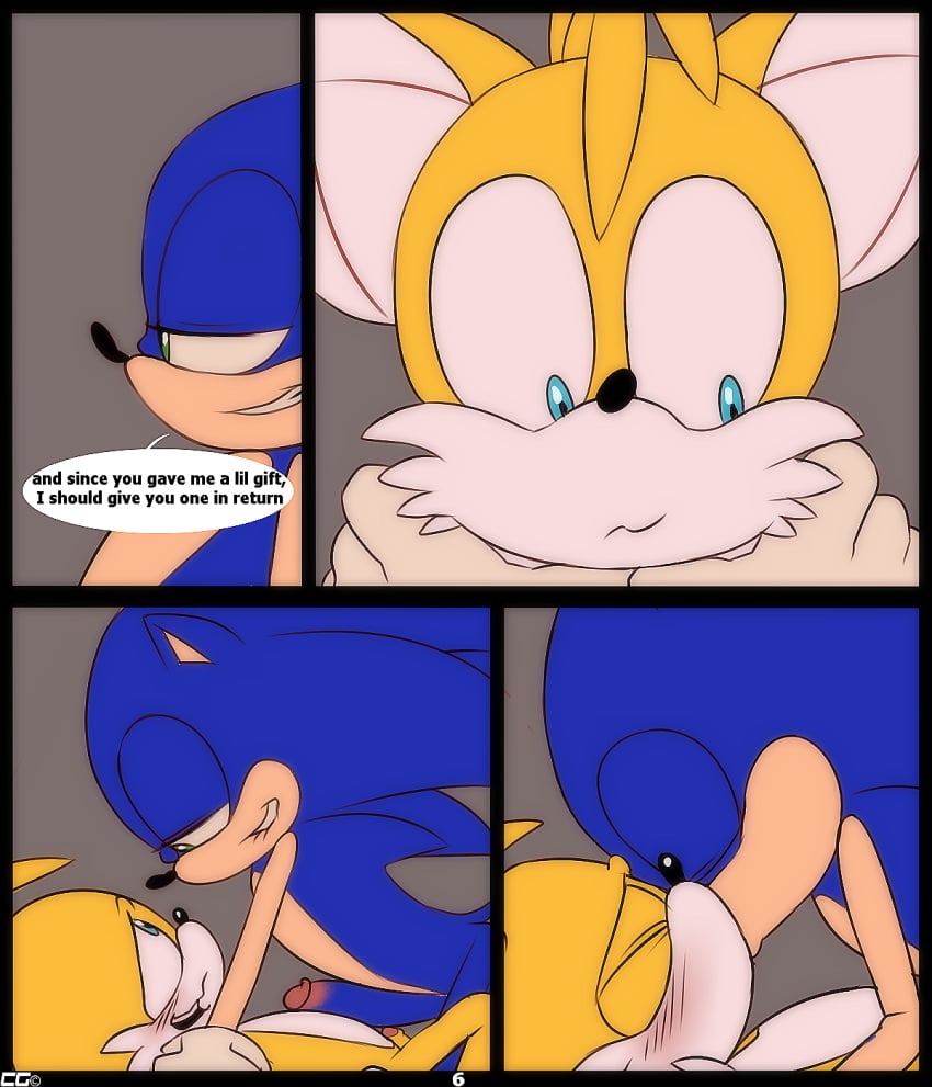 2015 blue_fur blush crazedg english_text fur furry green_eyes hedgehog kissing male male_only mammal multiple_males penis sonic_(series) sonic_the_hedgehog tails text yaoi