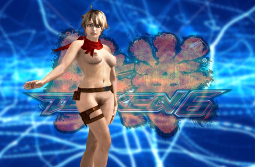 3d breasts genderswap jakebcha leo_kliesen namco nude pubic_hair red_scarf scarf tekken