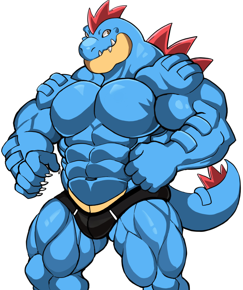 anthro balls bara barazoku bulge darknaigart feraligatr flaccid male male_only muscles muscular nintendo penis pokemon scalie solo solo_male underwear underwear_only