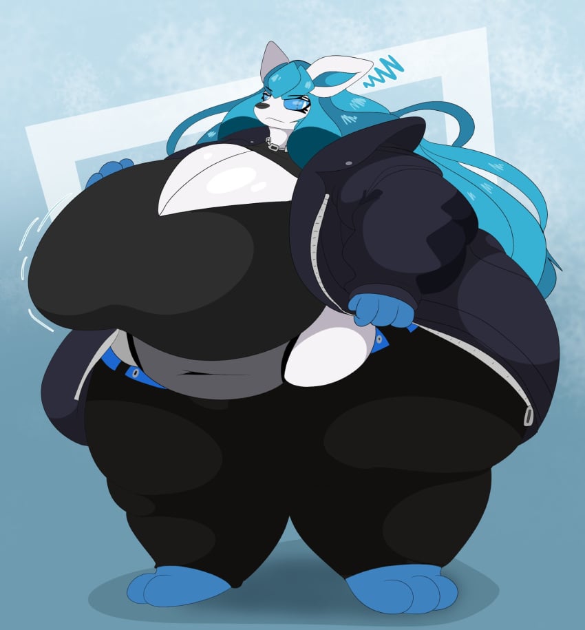 big_breasts breasts castdraws_(artist) chubby eeveelution fat female furry glaceon huge_breasts morbidly_obese obese pokemon pokemon_(species) tagme thick_thighs wide_hips