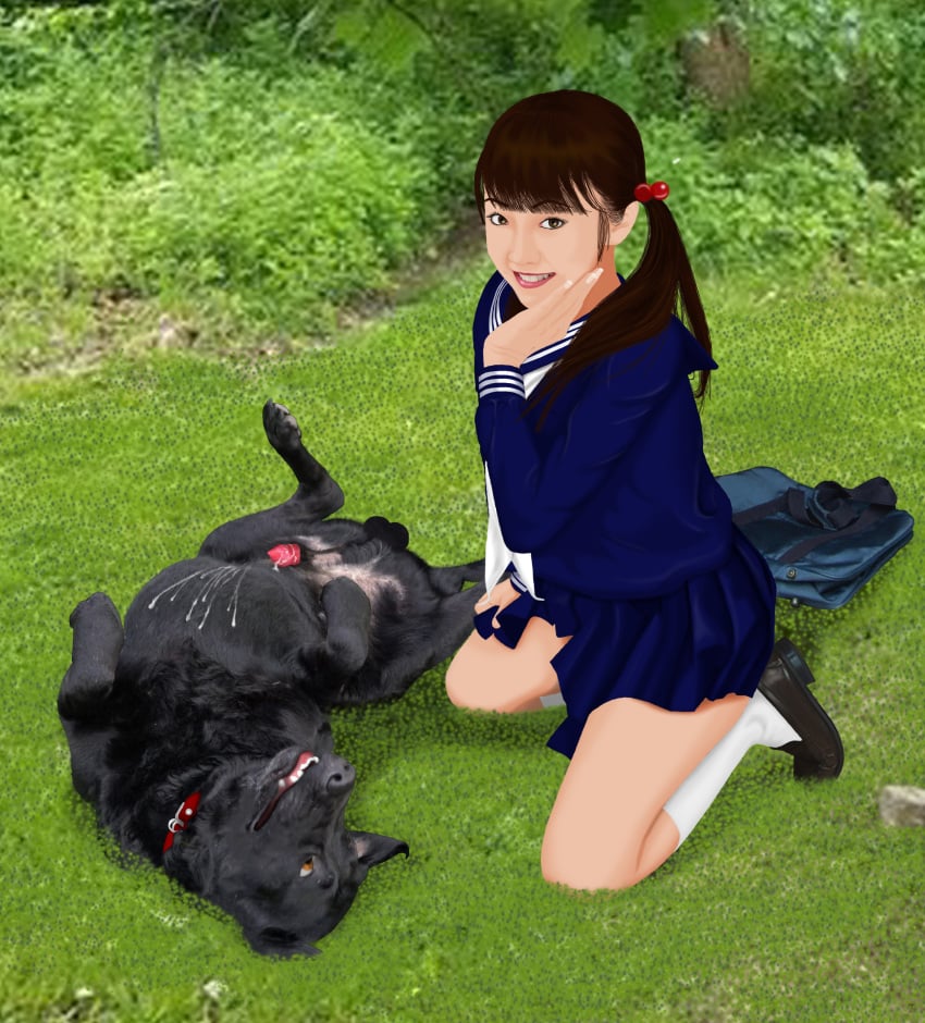 after_masturbation after_orgasm asian_female canine_penis cringer990 cum_on_body dominant_feral feral_on_human feverdreams human_female interspecies_sex school_bag school_uniform schoolgirl serafuku zoophilia zoophilia