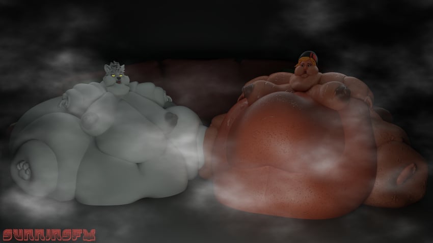 3d female furry futanari morbidly_obese morbidly_obese_female musk musk_clouds obese obese_female obese_futanari oc sunninsfw sunny_(sunninsfw) sweat sweating sweaty sweaty_body