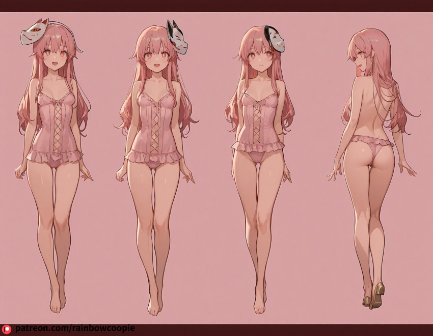 1boy :d ai_generated amazon_position breasts character_sheet hata_no_kokoro nipple_outline pussy small_breasts