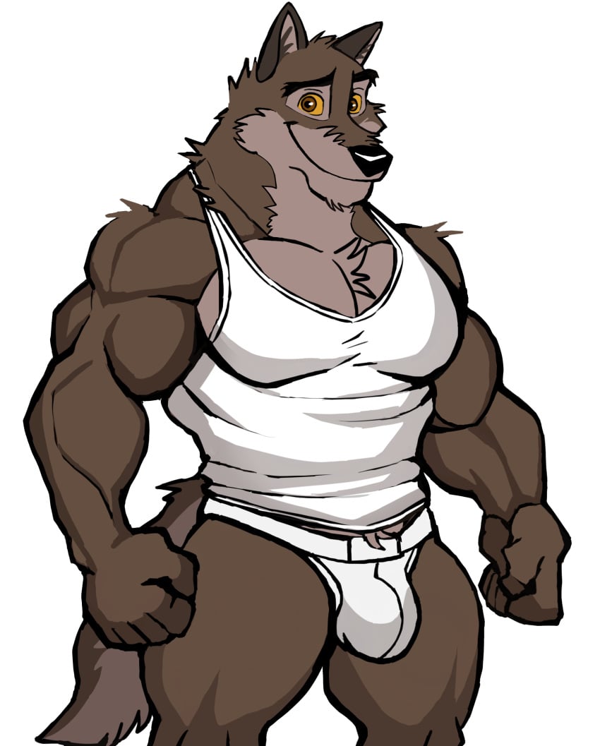 anthro balls balto balto_(film) bara barazoku bulge canine darknaigart domestic_dog flaccid furry gay jockstrap male male_only muscles muscular pantsless penis solo solo_male underwear