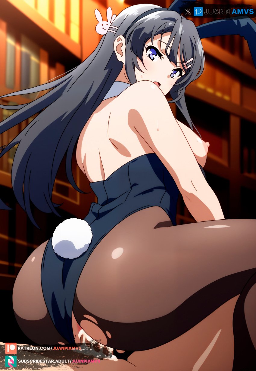 ai_generated gray_hair juanpiamvs long_hair patreon patreon_username purple_eyes sakurajima_mai seishun_buta_yarou_wa_bunny_girl_senpai_no_yume_wo_minai subscribestar subscribestar_username watermark