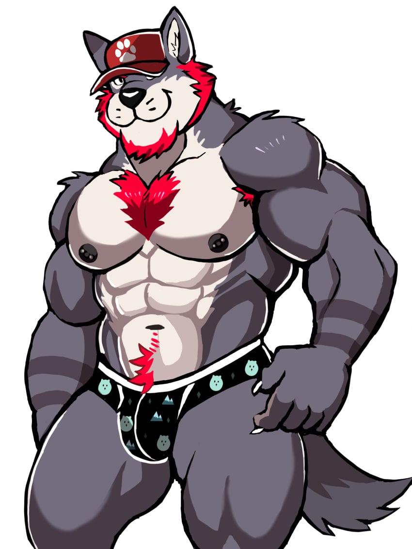 anthro armpit_hair balls bara barazoku bulge canine chest_tuft darknaigart flaccid furry gay male male_only muscles muscular penis solo solo_male underwear underwear_only