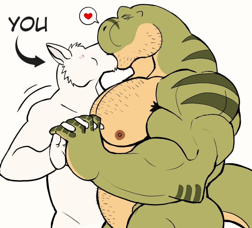 anthro bara barazoku darknaigart dinosaur gay jace_(darknaig) kissing male male_only muscles muscular nude scalie tyrannosaurid tyrannosaurus tyrannosaurus_rex you