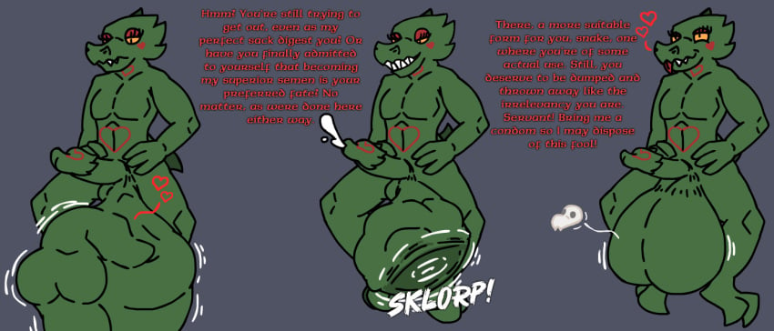 anthro bodily_fluids cobra cock_vore cum cum_vore death dialogue digestion duo fatal fatal_vore female female_prey genital_fluids genitals heart_symbol kakroon levitation lizard magic magic_user male male/female male_pred penile penis reptile scalie skull_symbol snake vore willing_prey