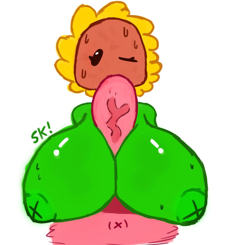 alternate_version_at_source alternate_version_available blowjob blowjob_face boobjob boobjob_during_fellatio cute cute_face el_sick fellatio fellatio_gesture green_body plant plants_vs_zombies popcap_games red_cock sucking_cock sunflower sunflower_(pvz) x_nipples