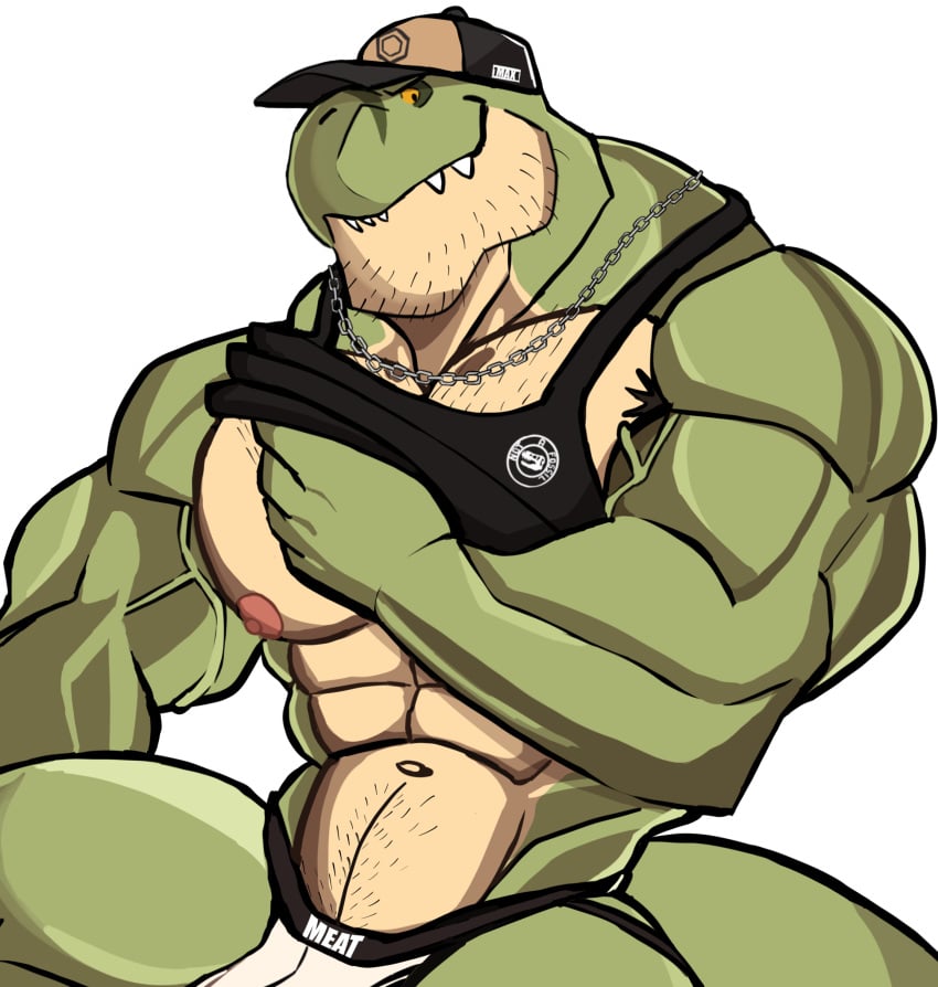 anthro armpit_hair balls bara barazoku bulge darknaigart dinosaur flaccid jace_(darknaig) jockstrap male male_only muscles muscular penis scalie shirt_lift solo solo_male tyrannosaurid tyrannosaurus tyrannosaurus_rex underwear