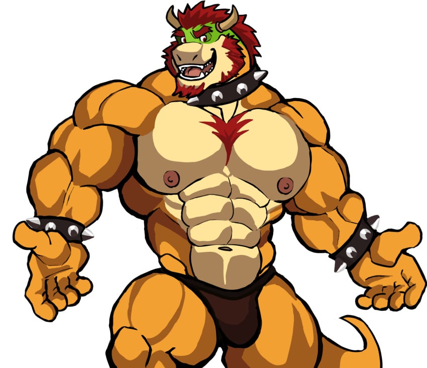 anthro balls bara barazoku beard bowser bulge darknaigart facial_hair flaccid gay jockstrap jockstrap_only male male_only mario_(series) muscles muscular nintendo penis scalie solo solo_male turtle underwear underwear_only