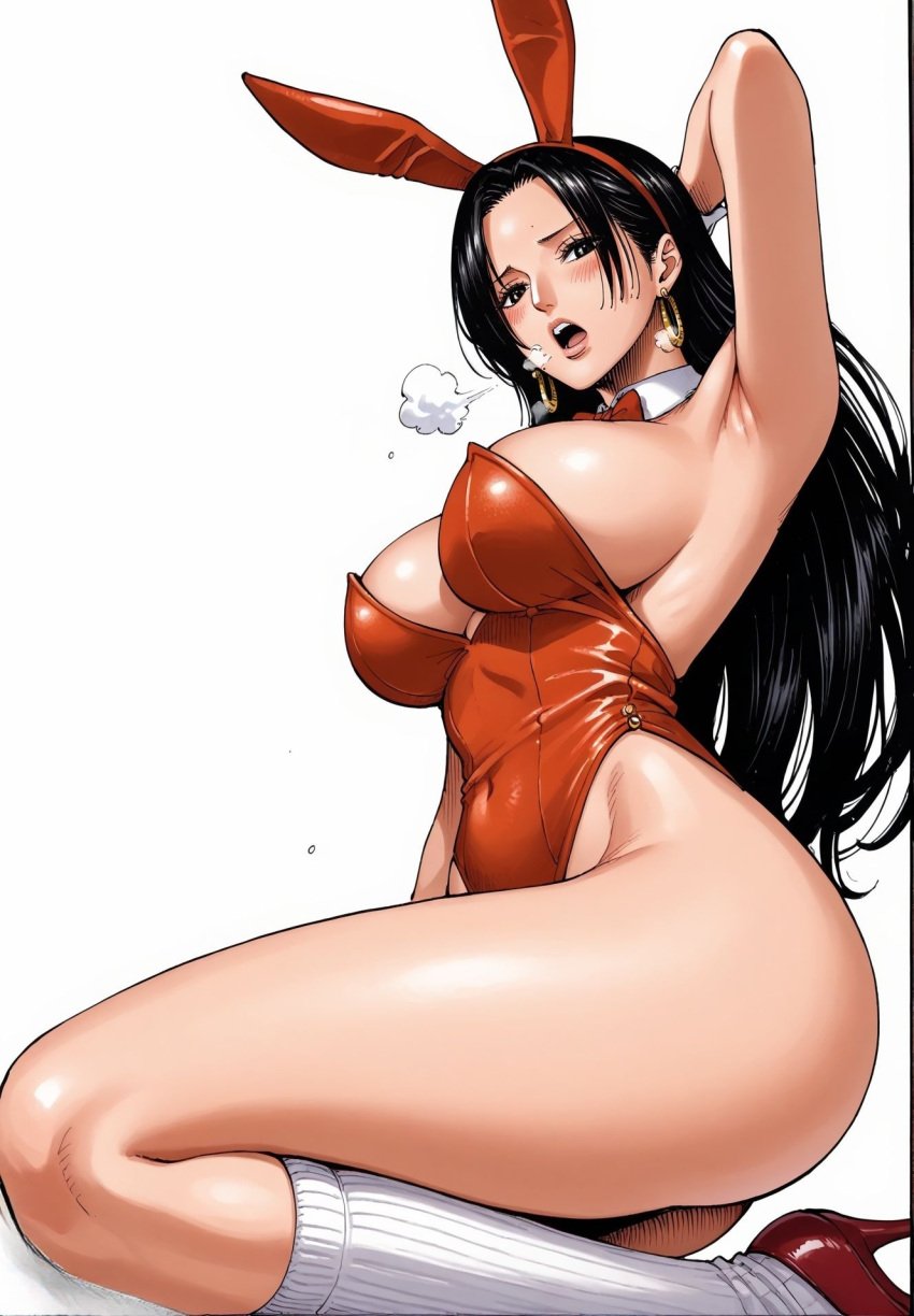 ai_generated alluring almost_naked almost_nude black_eyes black_hair blush boa_hancock breasts bunny bunny_costume bunny_ear bunny_ears bunny_girl bunny_suit bunnygirl bunnysuit earring earrings female female_only long_hair one_piece open_mouth seducing seduction seductive seductive_body seductive_eyes seductive_gaze seductive_look seductive_mouth seductive_pose shiny_hair shiny_skin snake_earrings voluptuous voluptuous_female yashin