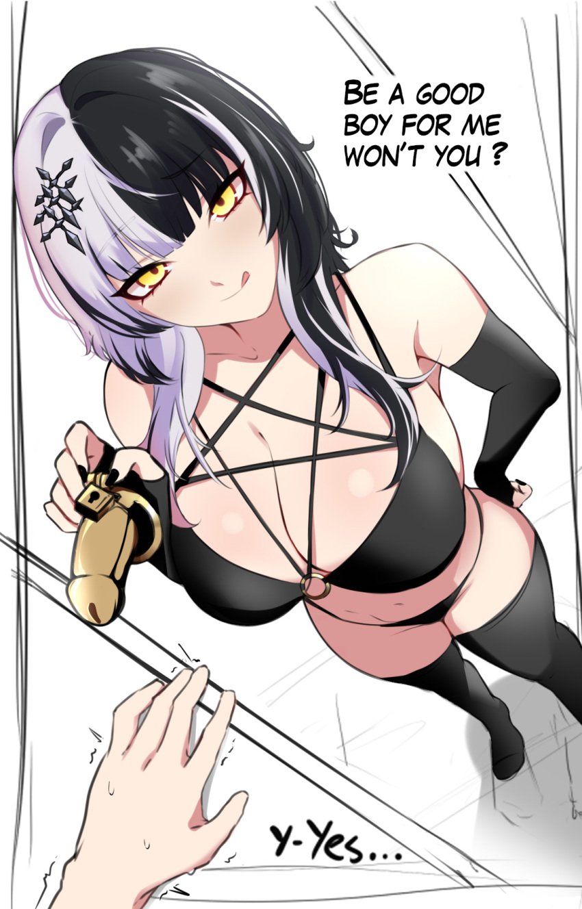 1girls breasts english_text femdom hololive hololive_english hololive_english_-advent- large_breasts shiori_novella