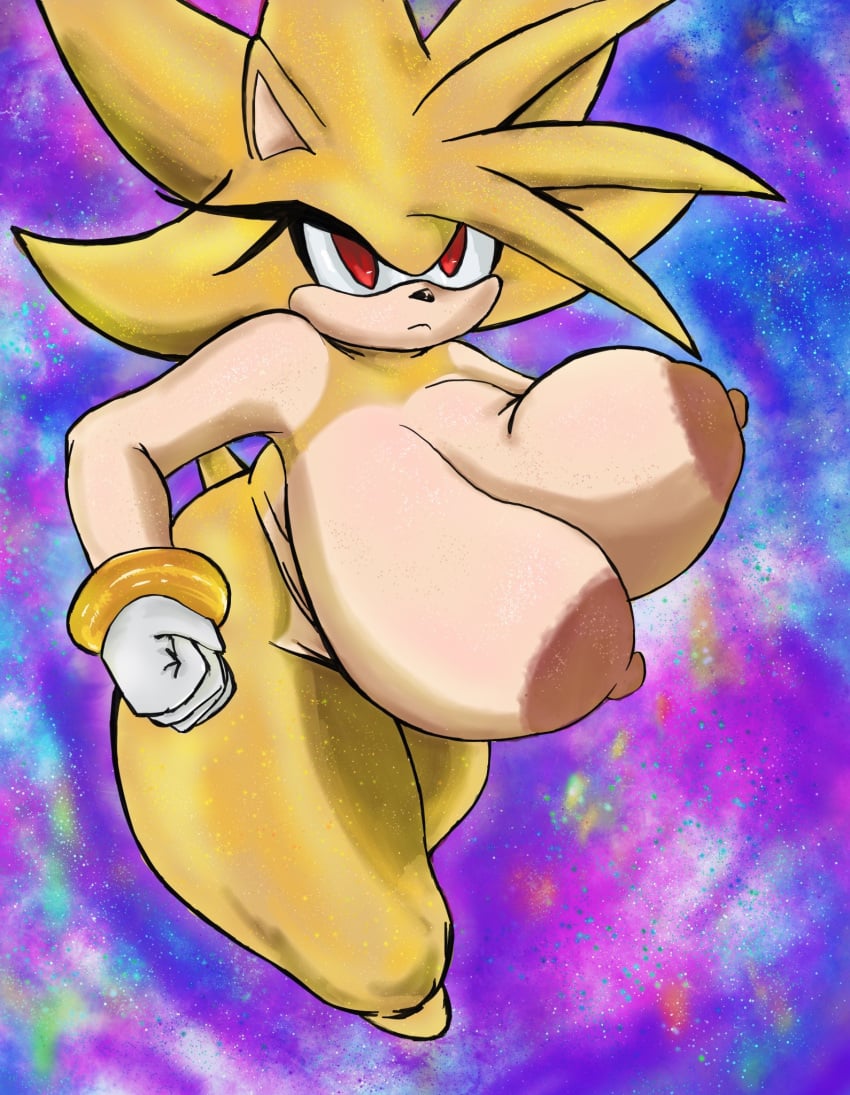 amy_rose anthro areola big_breasts bouncing_breasts bracelet breasts brown_nipples clothing digital_media eulipotyphlan eyelashes female fist fur galaxy gloves handwear head_tuft hedgehog hi_res jewelry kaijugs mammal multicolored_body nipples nude portrait red_eyes sagging_breasts sega short_tail slightly_chubby solo sonic_(series) sonic_the_hedgehog_(series) sparkles super_amy super_amy_rose tail tan_body tan_fur thick_thighs three-quarter_portrait tuft two_tone_body yellow_body yellow_fur