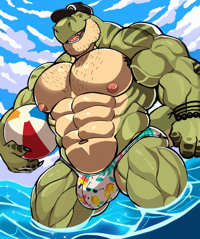 anthro balls bara barazoku bulge darknaigart dinosaur flaccid jace_(darknaig) male male_only muscles muscular penis scalie solo solo_male tyrannosaurid tyrannosaurus tyrannosaurus_rex water