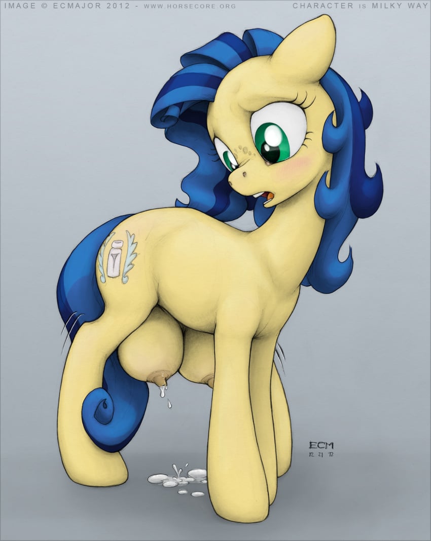 big_crotchboobs blue_hair crotchboobs ecmajor equine female horse milk milky_way_(character) milky_way_(mlp) milky_way_(oc) my_little_pony pony pussy