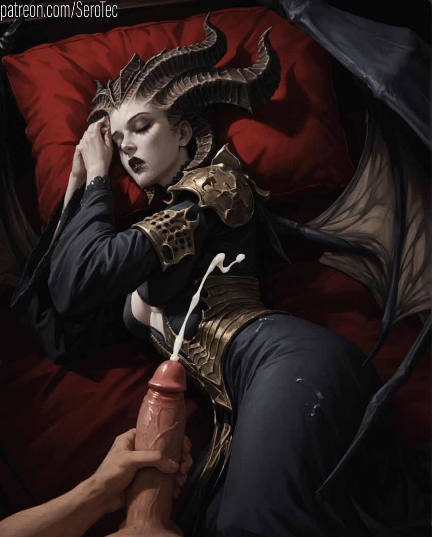 1female 1girls 2d ai_generated asleep closed_eyes closed_eyes cum cum_on_body cumshot detailed_female diablo diablo_4 female girl hi_res high_resolution highres jerking jerking_off jerkingoff lilith_(diablo) male_masturbation masturbation pony_diffusion_xltasy serotec sleep_molestation sleeping somnophilia straight