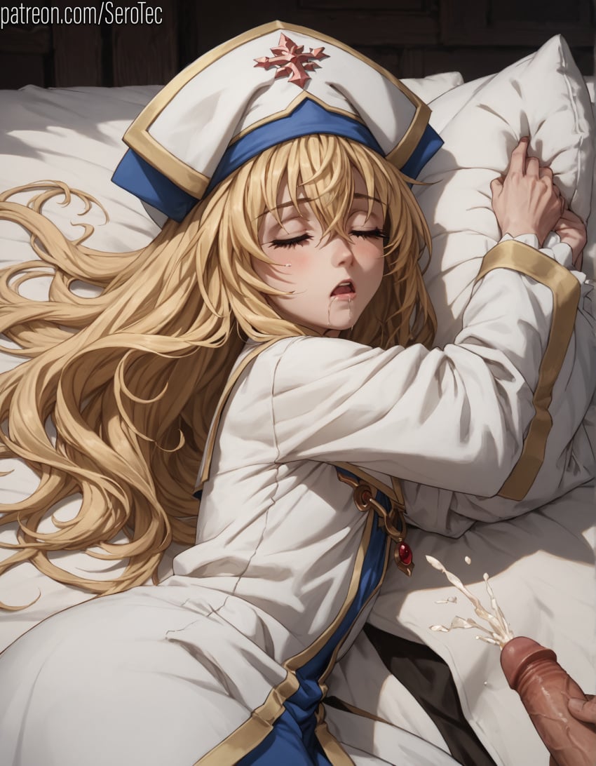 1female 1girls 2d ai_generated asleep blonde_hair closed_eyes closed_eyes cum cumshot female girl goblin_slayer hi_res high_resolution highres jerking jerking_off jerkingoff male_masturbation masturbation pony_diffusion_xltasy priestess priestess_(goblin_slayer) serotec sleep_molestation sleeping somnophilia straight