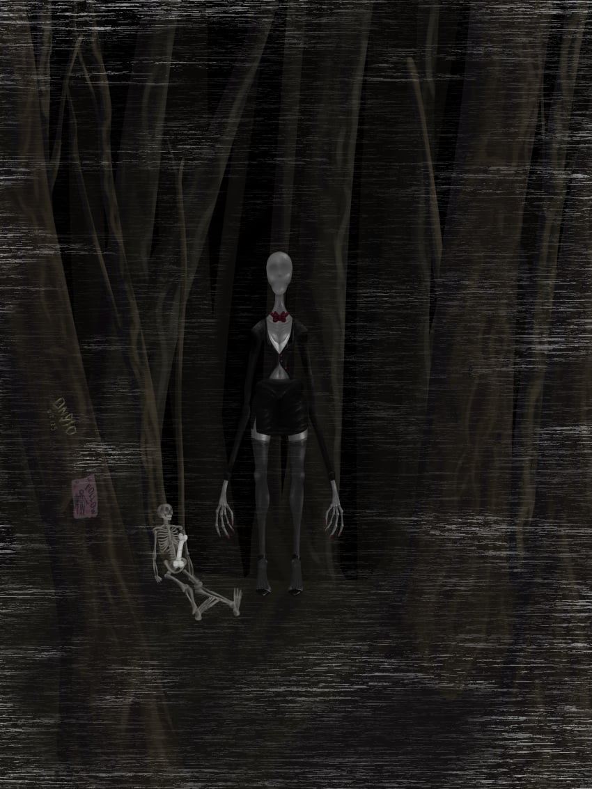 creepypasta faceless_character faceless_female high_heels horror nightmare_waifu ongio pale-skinned_female pale_skin skeleton skinny skinny_girl slender slender_body slenderman slenderwoman stockings suit_and_tie