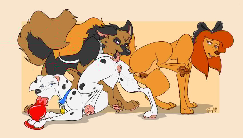 101_dalmatians 2d anilingus anus canine canine_pussy disney dixie_(fox_and_the_hound) dog female feral fur group licking male mammal oral paws perdita psy101 pussy the_fox_and_the_hound the_fox_and_the_hound_2 threesome tongue yuri