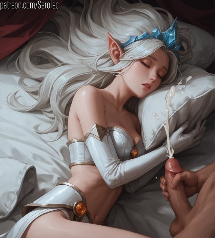 1female 1girls 2d ai_generated asleep blonde_hair closed_eyes closed_eyes cum cumshot detailed_female diadem female girl hi_res high_resolution highres janna_windforce jerking jerking_off jerkingoff league_of_legends lying_on_side male_masturbation masturbation pony_diffusion_xltasy serotec sleep_molestation sleeping somnophilia straight