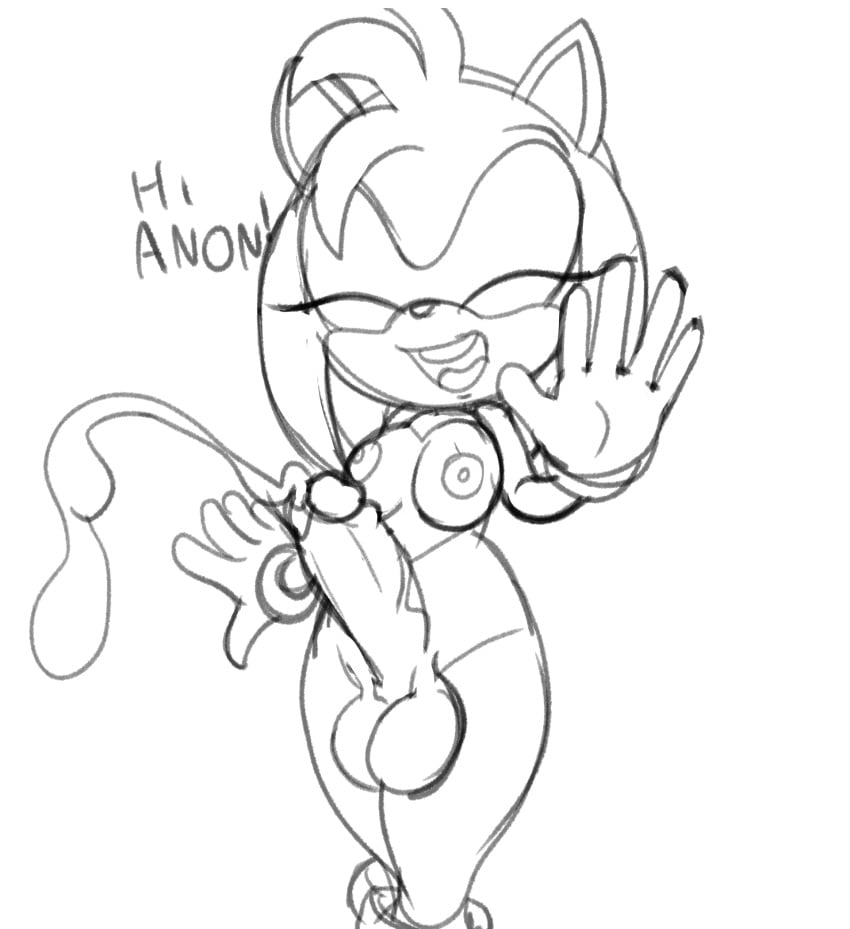 1futa amy_rose anthro balls big_penis bodily_fluids breasts clothing cum cumming_at_viewer eulipotyphlan fours_(artist) futa_only futanari genital_fluids genitals gesture gloves gynomorph handwear hedgehog hi_res intersex mammal monochrome nipples penis sega sketch smile solo sonic_(series) sonic_the_hedgehog_(series) waving waving_at_viewer