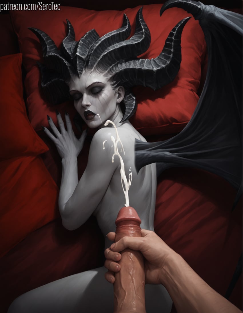 1female 1girls 2d ai_generated asleep closed_eyes closed_eyes cum cum_on_body cumshot detailed_female diablo diablo_4 female girl hi_res high_resolution highres jerking jerking_off jerkingoff lilith_(diablo) male_masturbation masturbation nude pony_diffusion_xltasy serotec sleep_molestation sleeping somnophilia straight