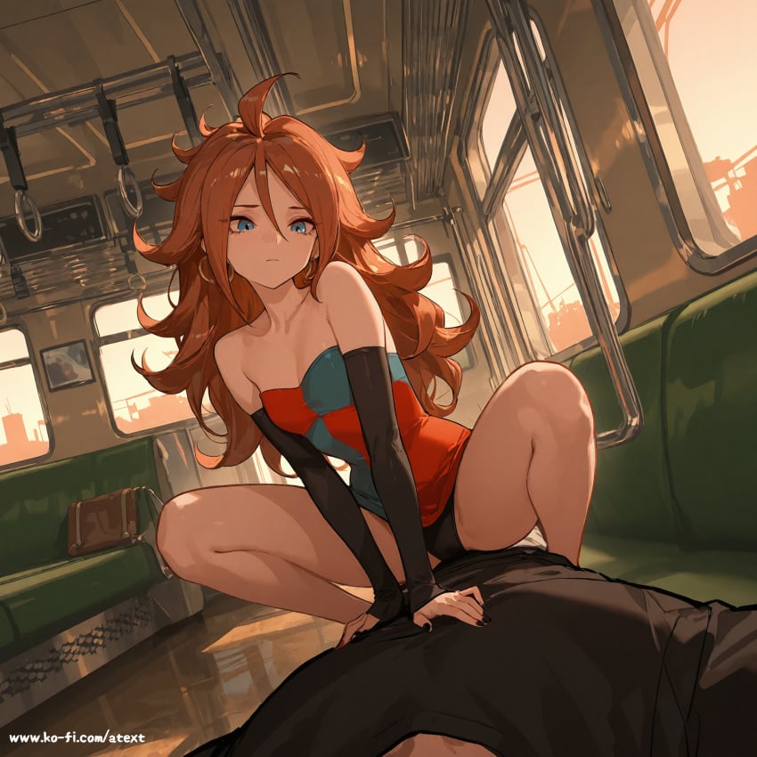 ai_generated android_21 beautfiul_background cafeteria cowgirl_position empty_room endured_face flat_chest squatting_cowgirl_position straddling stunning_backgroud train_interior