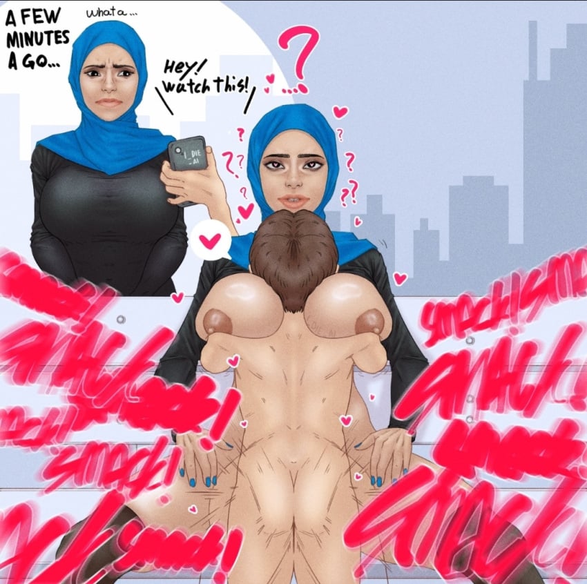 heart_eyes hijab hijabi hypnosis hypnotized_female hypnotized_sex milf onomatopoeia public sex smaller_male