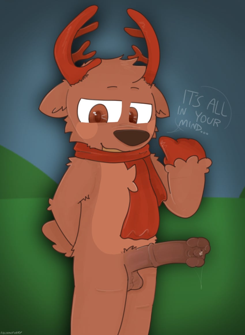 1boy 2d abgerny accessories_only animal_genitalia animal_penis anthro anthro_male anthro_only antlers big_cock big_penis bodily_fluids brown_body brown_fur cervidae cheek_fluff chest_fluff darker_penis deer deer_humanoid dialog dialogue digital_media english english_dialogue english_text eyebrows felixmcfurry fur furry furry_male furry_only genital_fluids hair_tuft hoof_hands horse_penis horsecock incredibox_mod large_cock large_penis looking_at_viewer looking_at_you male no_humans no_penetration no_sex normal_william_(abgerny) pointing_at_self precum precum_bubble precum_drip precum_string reindeer reindeer_antlers scarf scarf_only solo solo_male standing talking_to_viewer thin_eyebrows william_(abgerny) yiff