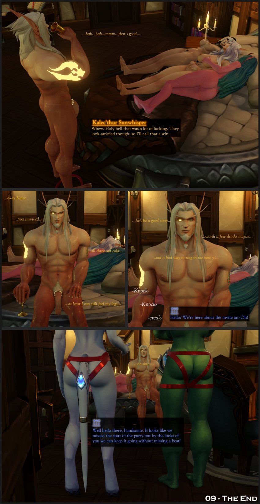 1boy 3d 5girls after_sex barbell_piercing beard bed bedroom big_ass black_hair blizzard_entertainment blonde_hair blood_elf blood_elf_female blood_elf_male blue_hair blue_skin caelie comic comic_page dialogue draenei draenei_female elf elf_ears elf_female elf_male english_text facial_hair female glowing_eyes gold_eyes green_skin human human_(warcraft) human_(world_of_warcraft) human_female indoors interspecies kalec_sunwhisper light-skinned_female light-skinned_male light_skin long_ears long_hair lulusa_wildmist lynthia male male/female mr_sunwhisper multicolored_hair night_elf night_elf_female nipple_piercing on_back on_bed on_side orc orc_(warcraft) orc_female original_character pubic_hair purple_skin sitting void_elf warcraft white_beard white_facial_hair white_hair world_of_warcraft