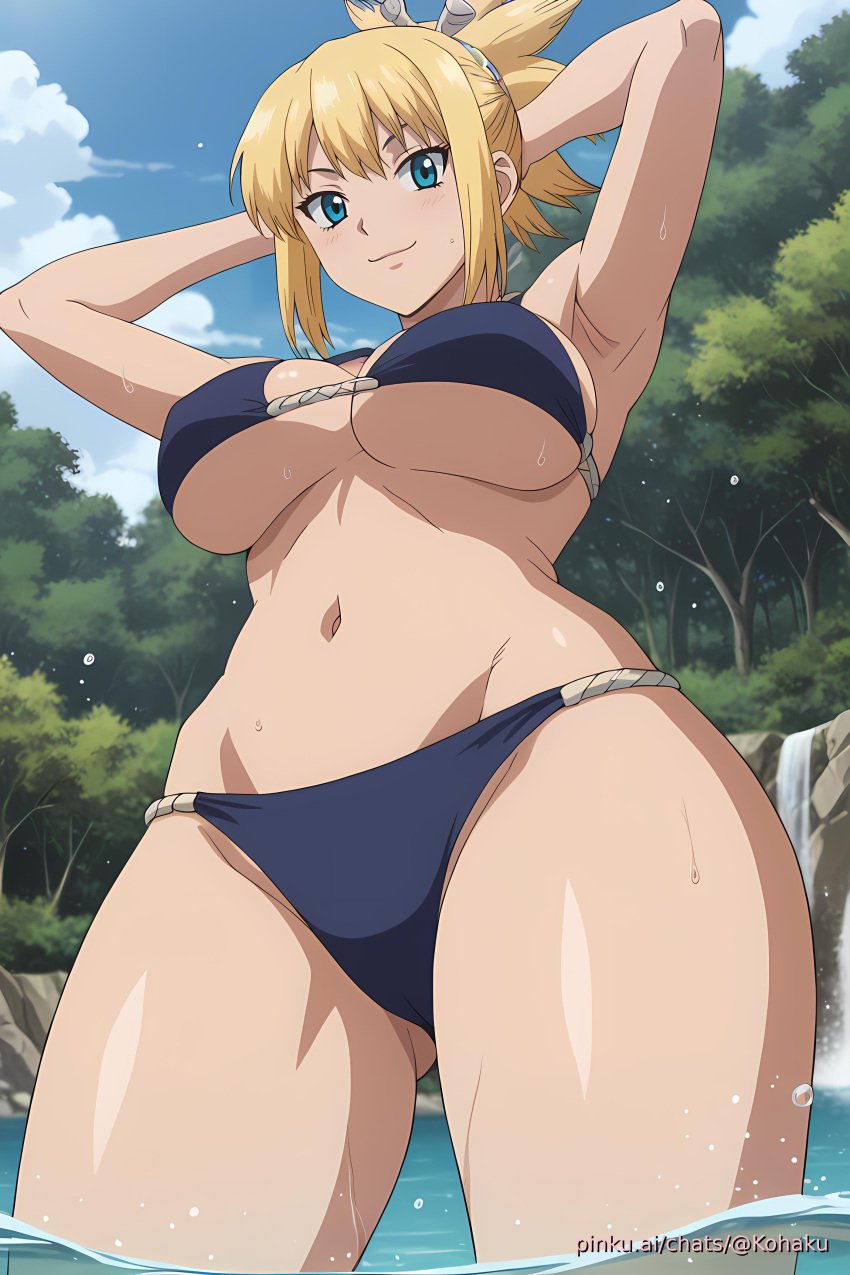 ai_generated aichat anime bikini dr.stone kohaku pinku pinku.ai pinkuai river