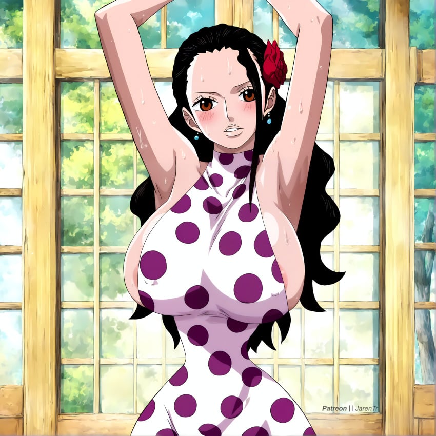 ai_generated big_breasts breasts breasts_bigger_than_head breasts_out breasts_out_of_clothes clothing dancer dancer_outfit dancing dark-skinned_female erect_nipples female female_only jarentr latina latina_milf nami_(one_piece) one_piece sideboob viola_(one_piece)