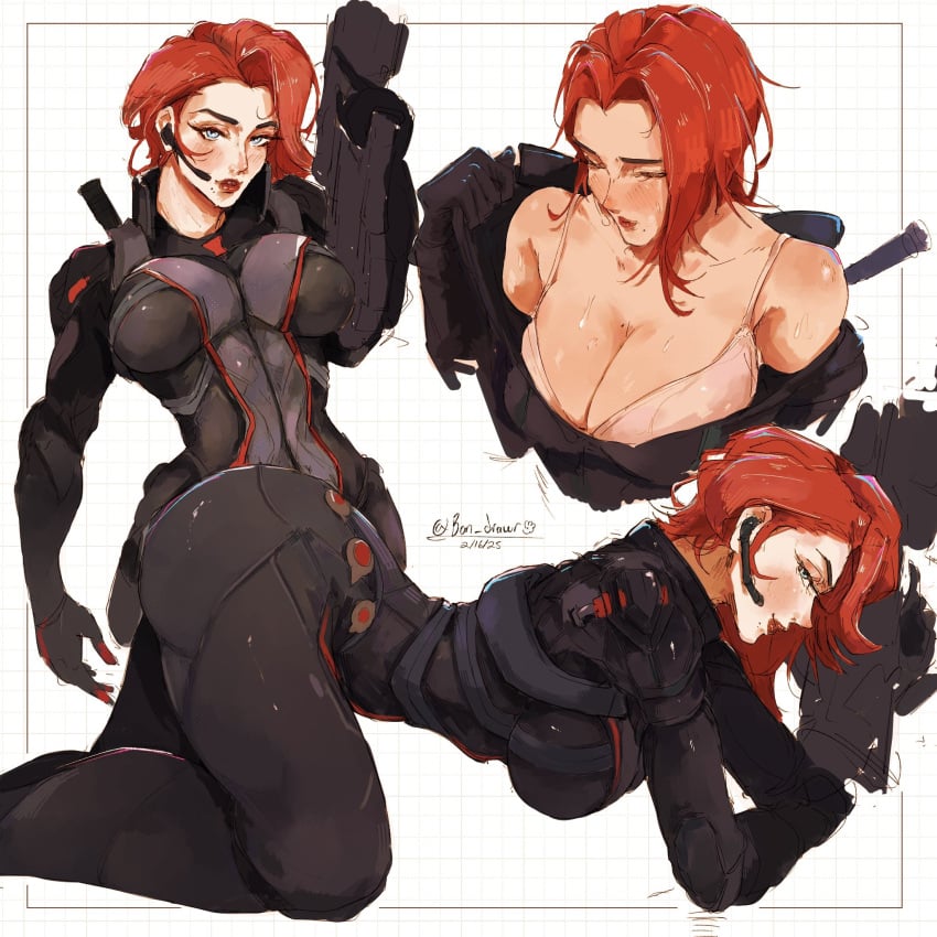 big_breasts black_widow_(marvel_rivals) bon_drawr cleavage hourglass_figure marvel marvel_rivals red_hair tagme