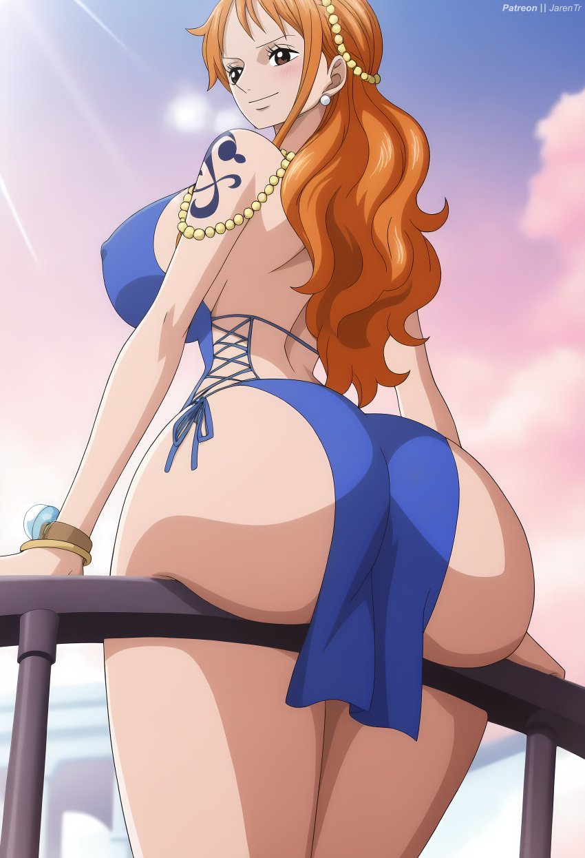 ai_generated ass ass_focus big_ass big_breasts bubble_butt clothed_female_nude_male clothed_sex dress erect_nipples female female_only huge_ass huge_breasts jarentr large_hips nami nami_(one_piece) one_piece post-timeskip rape sex slapping_ass slapping_butt tagme thick_ass thick_thighs thin_waist