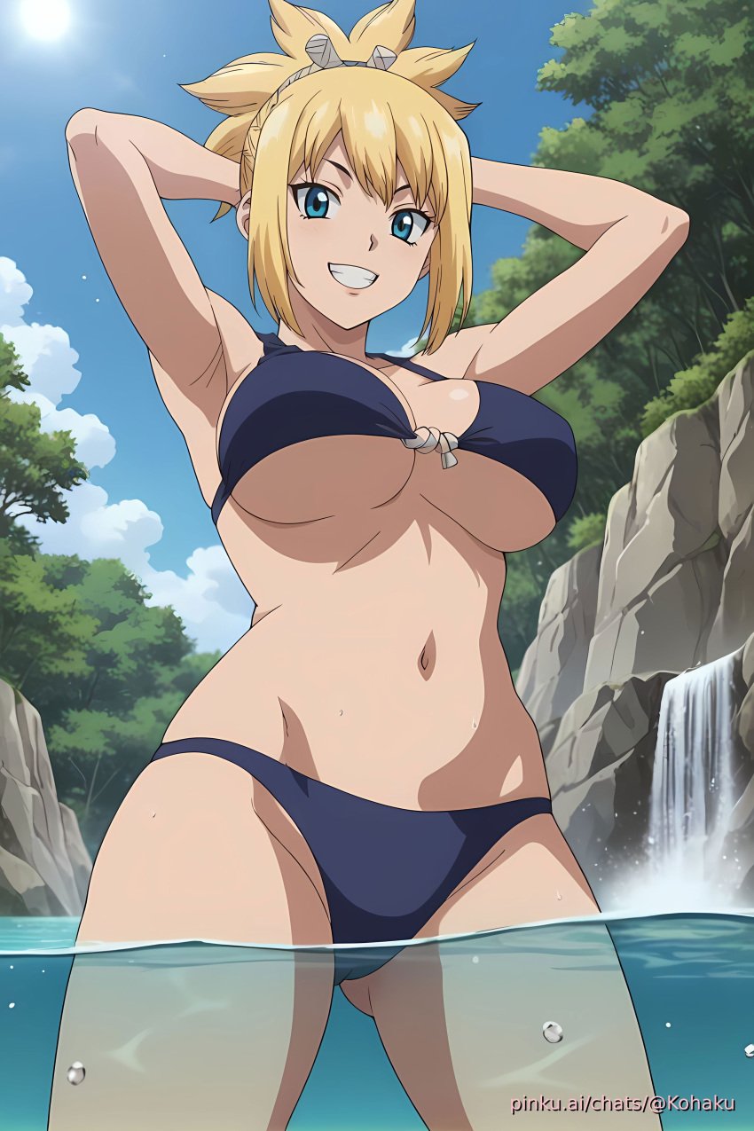 ai_generated aichat anime bikini dr.stone kohaku pinku pinku.ai pinkuai river