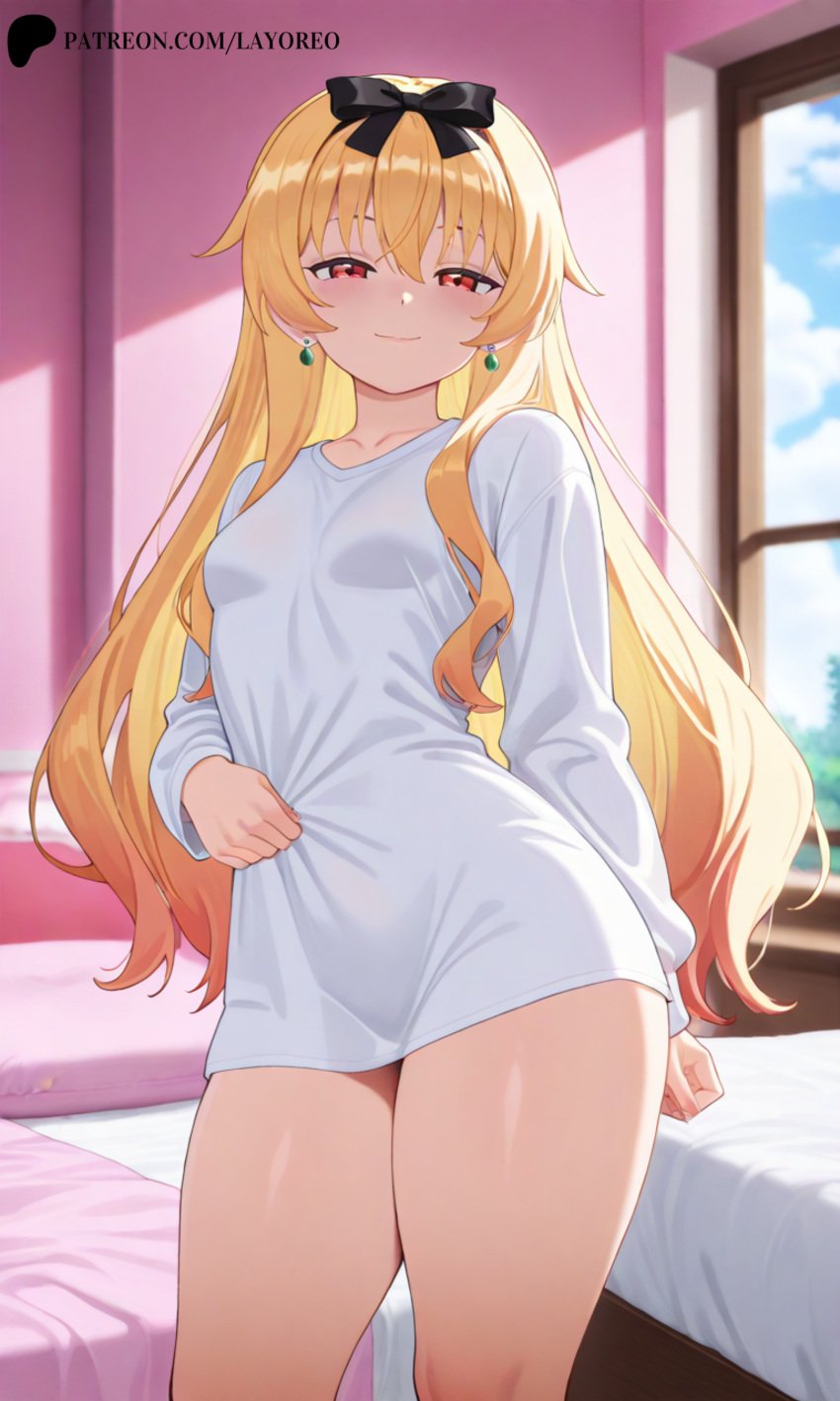 anus, bedroom blonde_hair feet, pussy, red_eyes, sex, soles, vaginal_penetration, vaginal_sex yue_(arifureta)