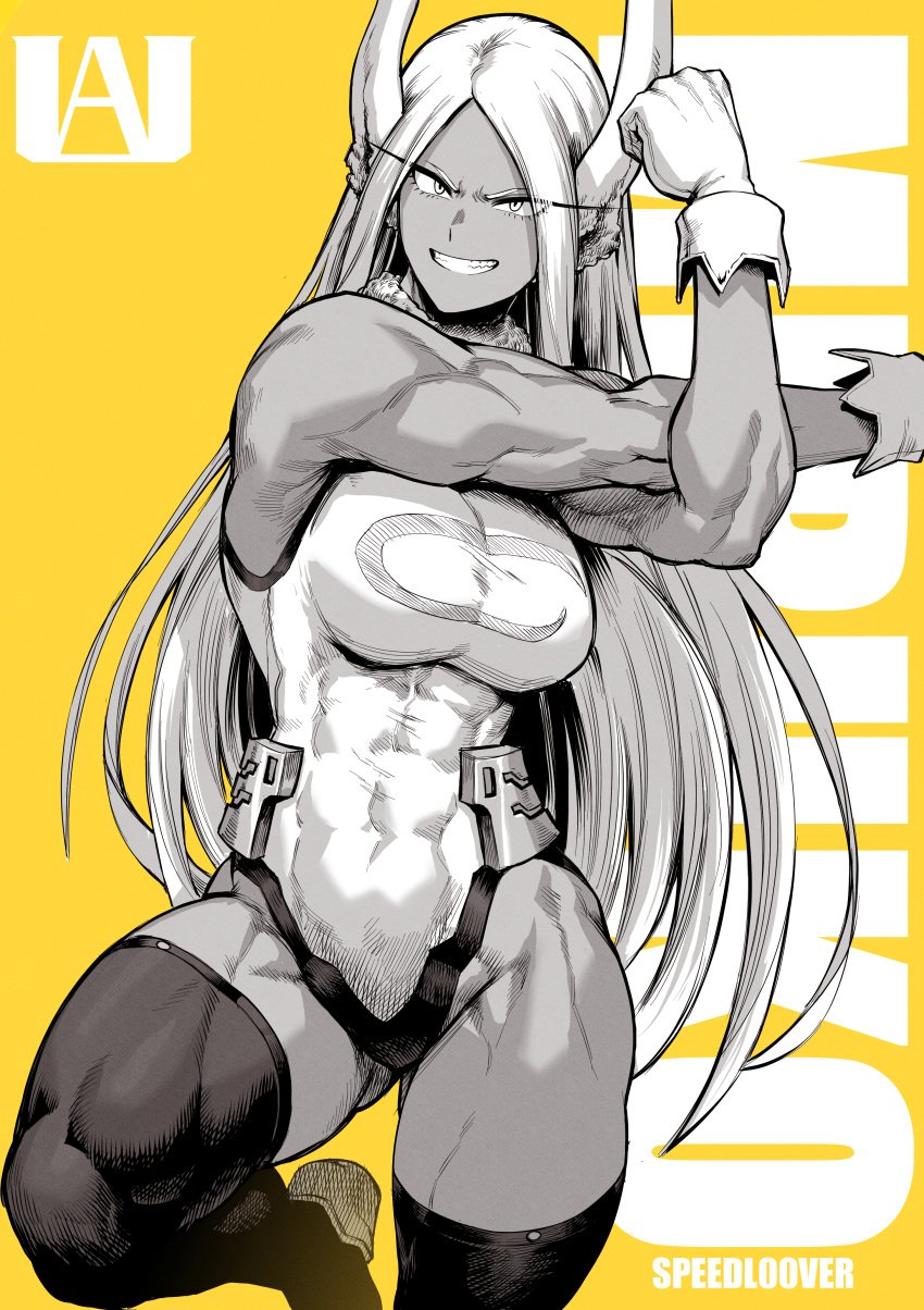 1girls abs big_breasts bunny_ears bunny_girl clothed clothing dark-skinned_female dark_skin female female_focus female_only fit_female hi_res large_breasts long_hair looking_at_viewer miruko muscles muscular muscular_arms muscular_female muscular_legs muscular_thighs my_hero_academia rumi_usagiyama solo solo_female speedl00ver stretching superheroine tagme thick_thighs white_hair