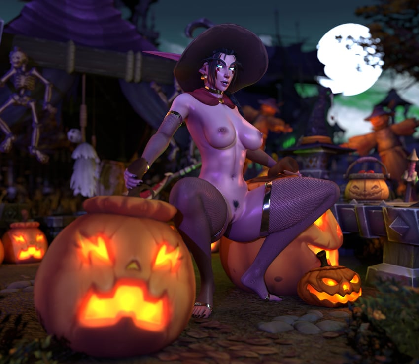 1girls 3d athletic athletic_female barbell_piercing big_breasts blizzard_entertainment blue_hair female female_only halloween huge_breasts laliril mrtaxman night_elf nipple_piercing pubic_hair purple_skin pussy solo spread_legs squatting thick_thighs voluptuous voluptuous_female warcraft wide_hips witch_hat world_of_warcraft